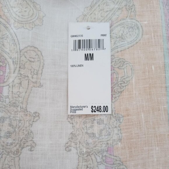 Magaschoni | Kimono Paisley Scarf Print 100% Linen NWT Size Medium - Picture 11 of 11